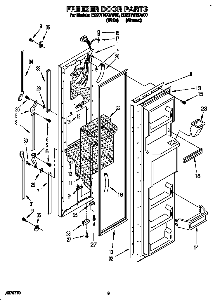 Whirlpool ED20TWXDW00 freezer door diagram