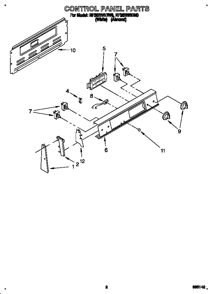 Whirlpool RF362BBDW0 control panel diagram