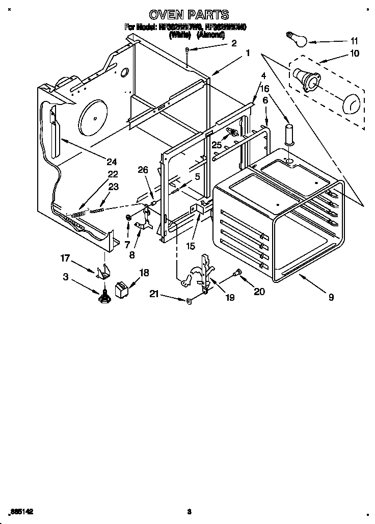 Whirlpool RF362BBDW0 oven diagram