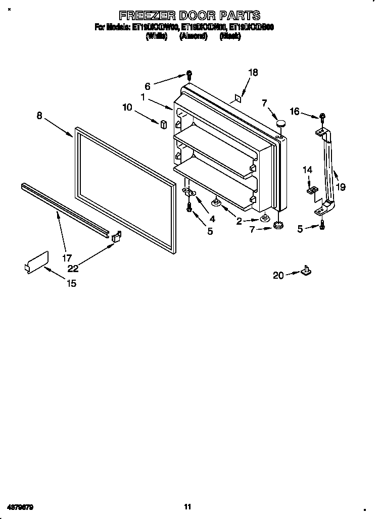 Whirlpool ET19DKXDB00 freezer door diagram