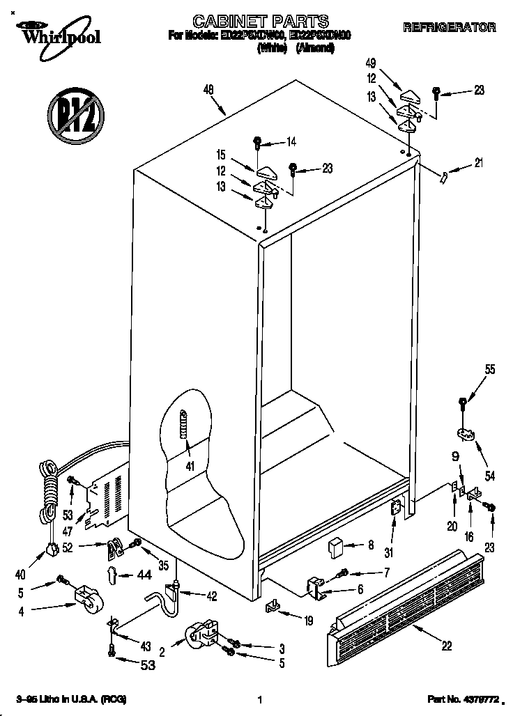 Whirlpool ED22PSXDN00 cabinet diagram