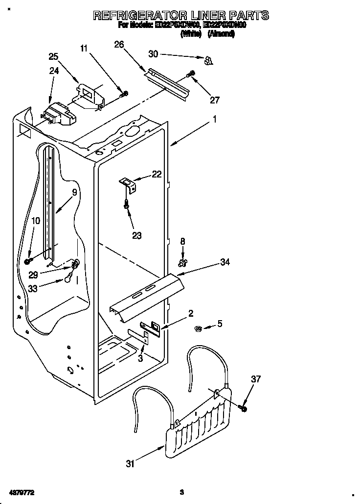 Whirlpool ED22PSXDN00 refrigerator liner diagram