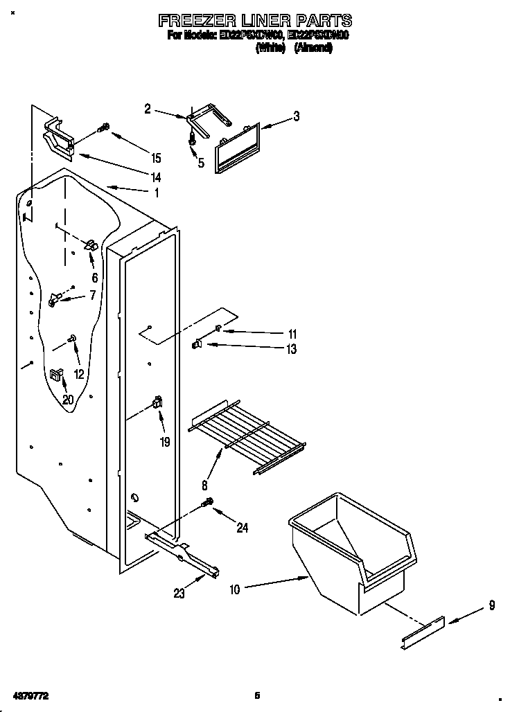 Whirlpool ED22PSXDN00 freezer liner diagram