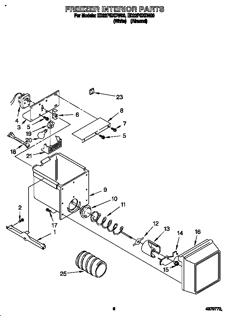 Whirlpool ED22PSXDN00 freezer interior diagram