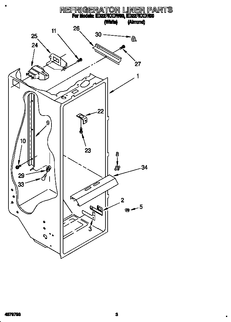 Whirlpool ED22PKXDW00 refrigerator liner diagram