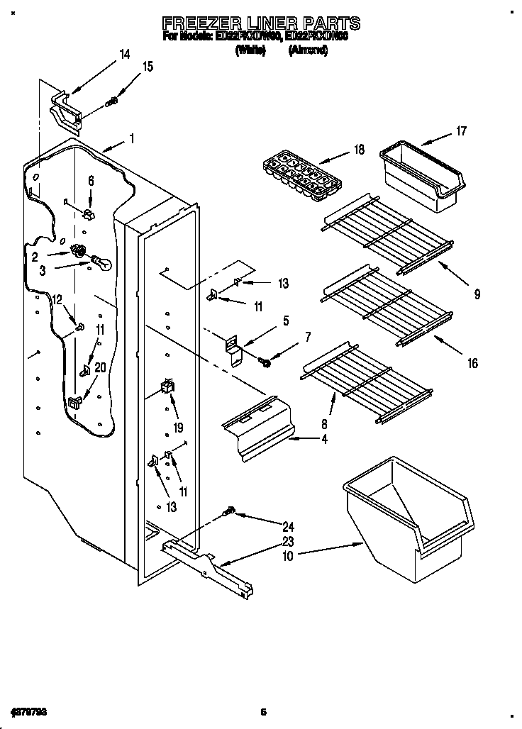Whirlpool ED22PKXDW00 freezer liner diagram