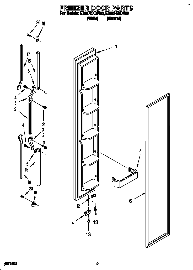 Whirlpool ED22PKXDW00 freezer door diagram