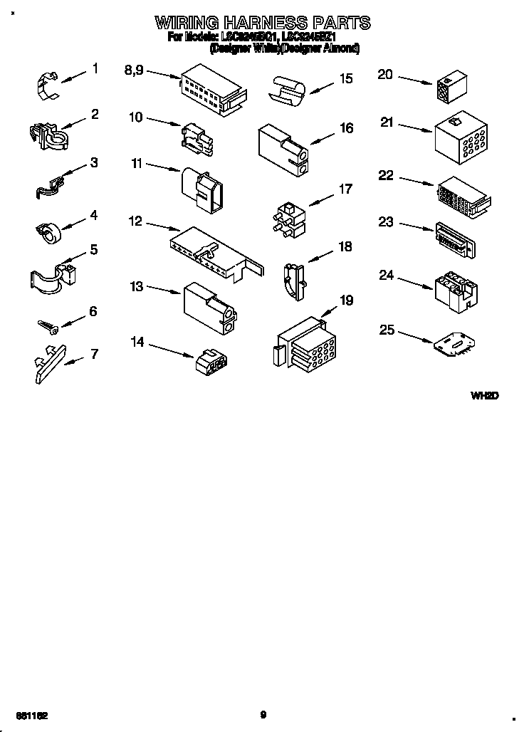 Whirlpool LSC9245BZ1 wiring harness diagram