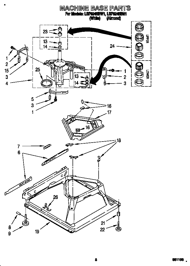 Whirlpool LSP9245BW1 machine base diagram