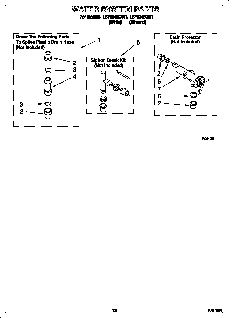 Whirlpool LSP9245BW1 water system diagram