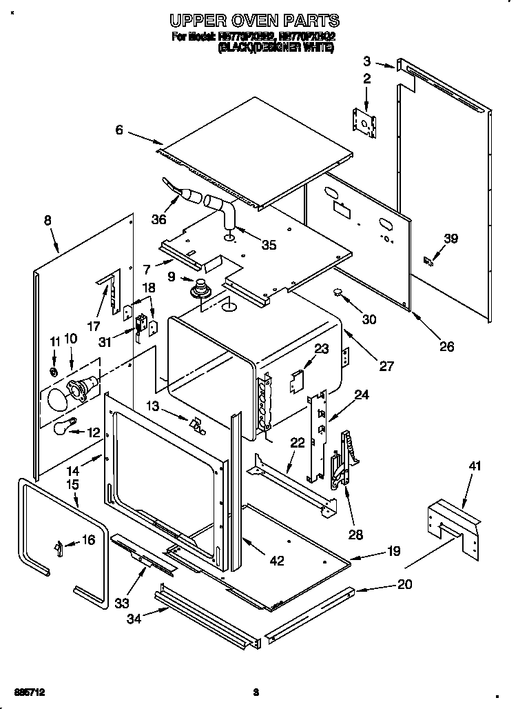 Whirlpool RB770PXBQ2 upper oven diagram