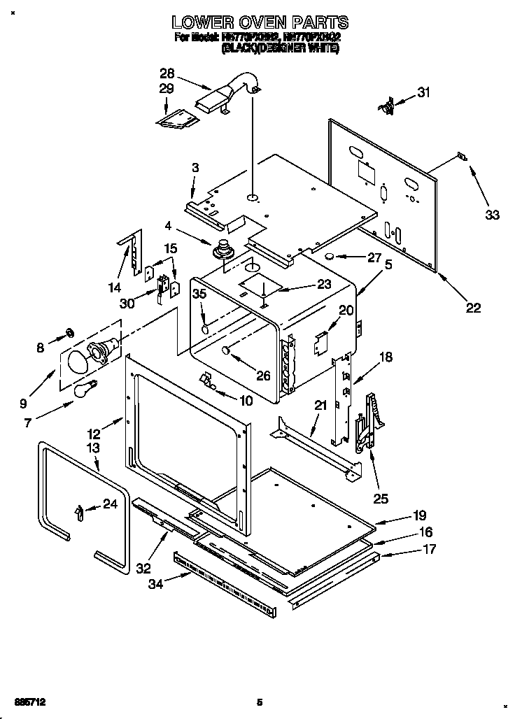 Whirlpool RB770PXBQ2 lower oven diagram