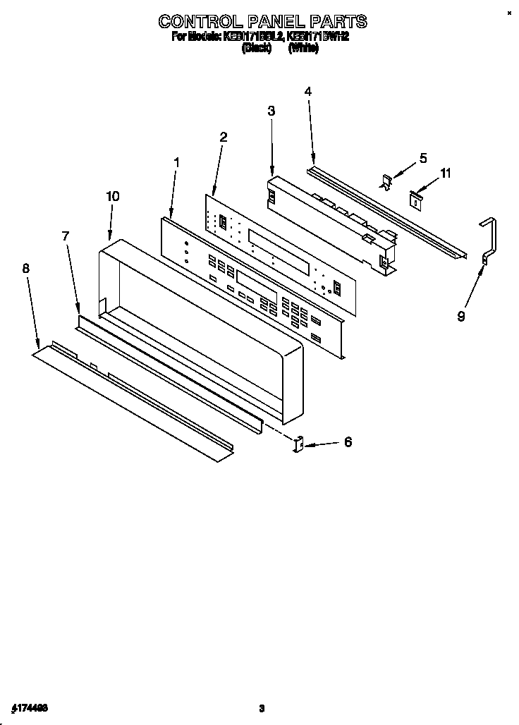 KitchenAid KEBI171BBL2 control panel diagram