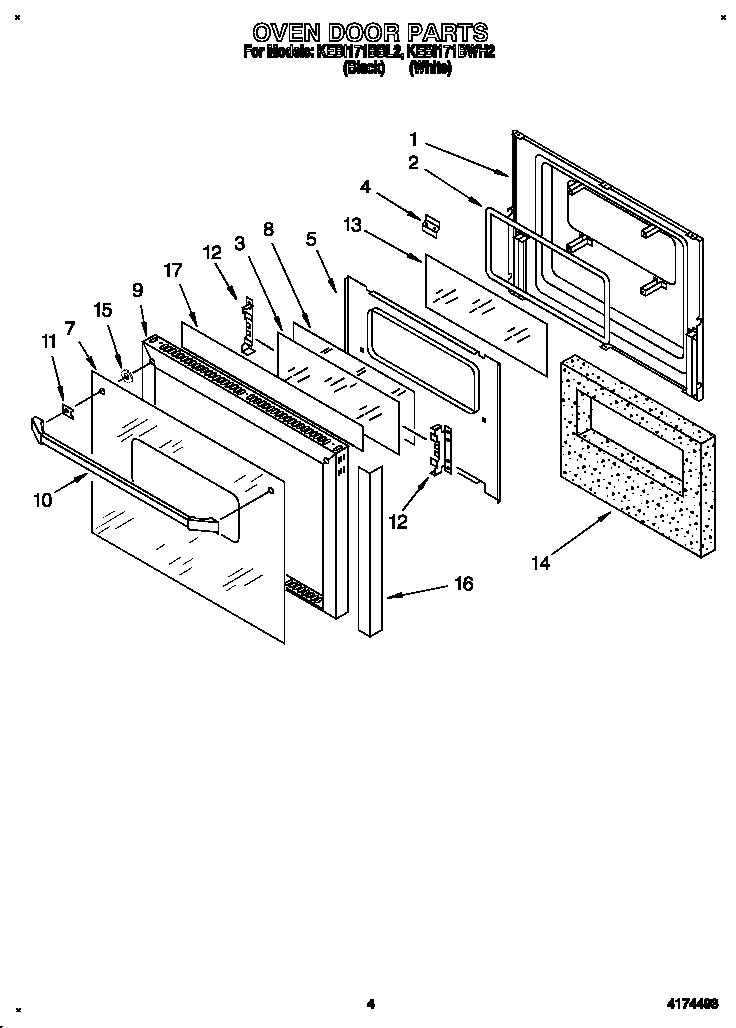 KitchenAid KEBI171BBL2 oven door diagram