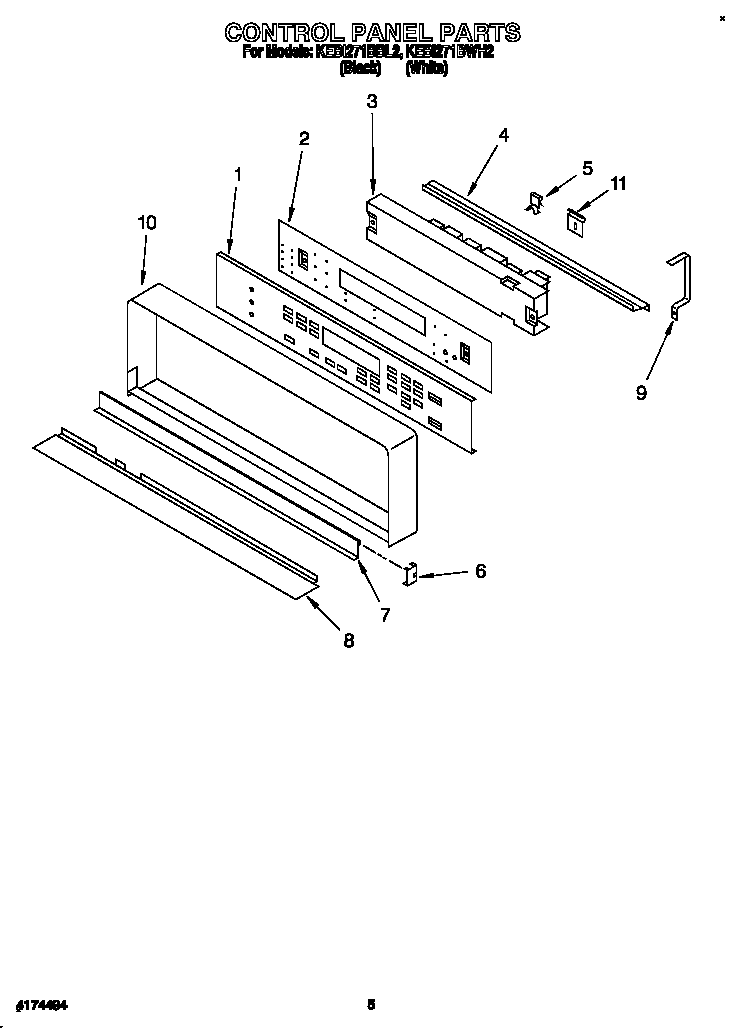 KitchenAid KEBI271BWH2 control panel diagram