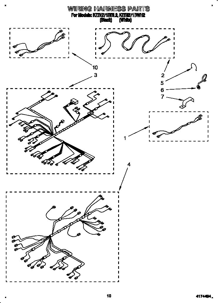 KitchenAid KEBI271BWH2 wiring harness diagram
