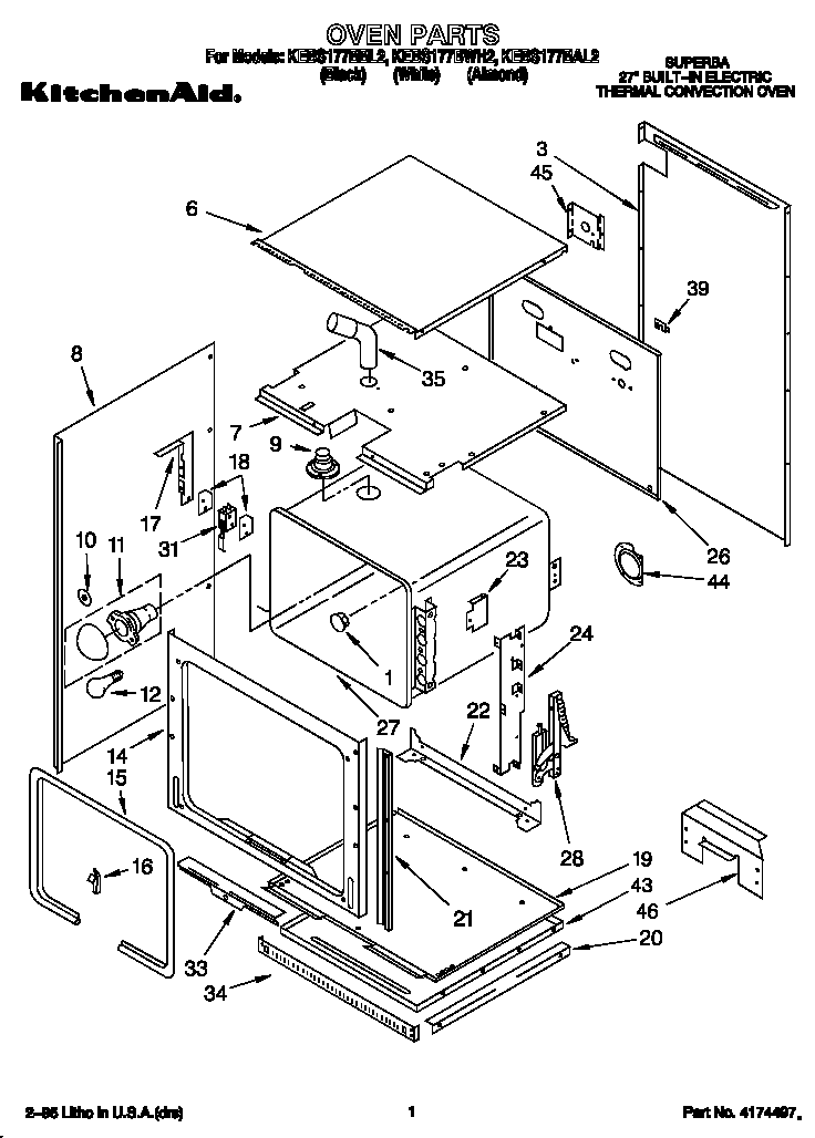 KitchenAid KEBS177BWH2 oven diagram