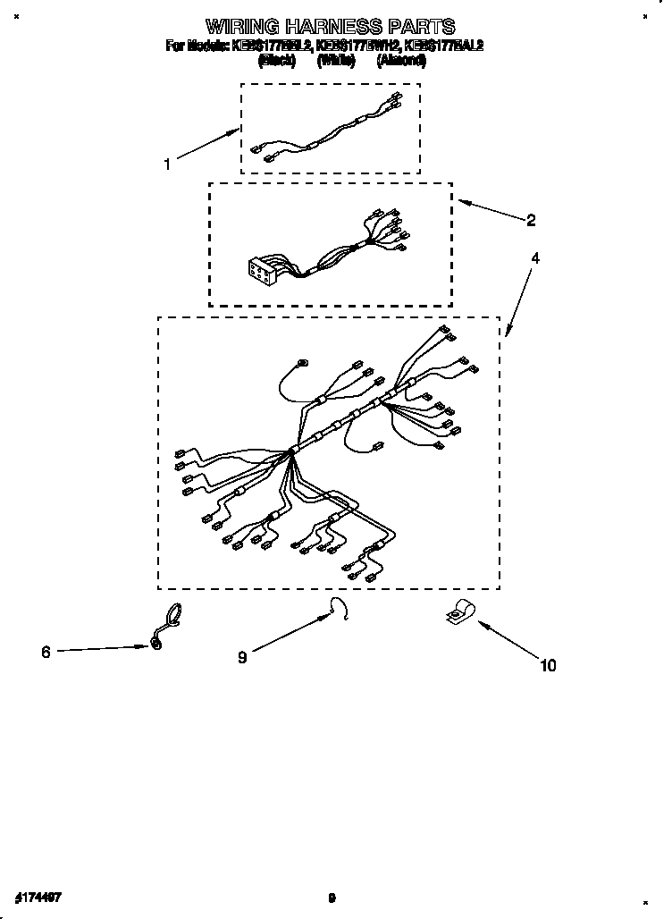 KitchenAid KEBS177BWH2 wiring harness diagram
