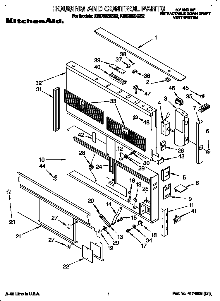 KitchenAid KIRD862XSS2 housing and control diagram