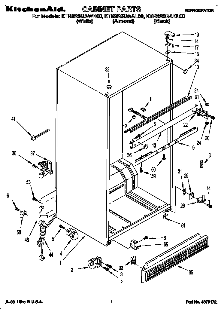 KitchenAid KTRS25QAWH00 cabinet diagram