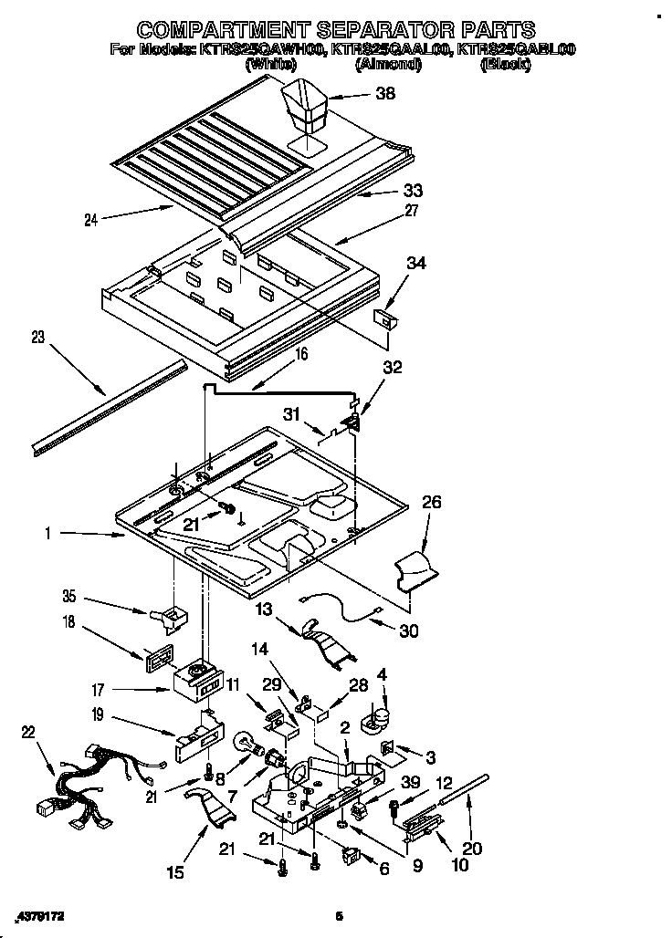 KitchenAid KTRS25QAWH00 compartment separator diagram