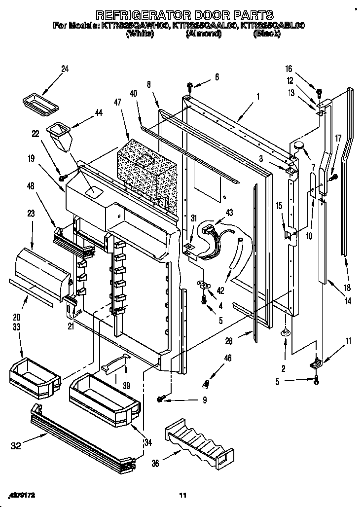 KitchenAid KTRS25QAWH00 refrigerator door diagram
