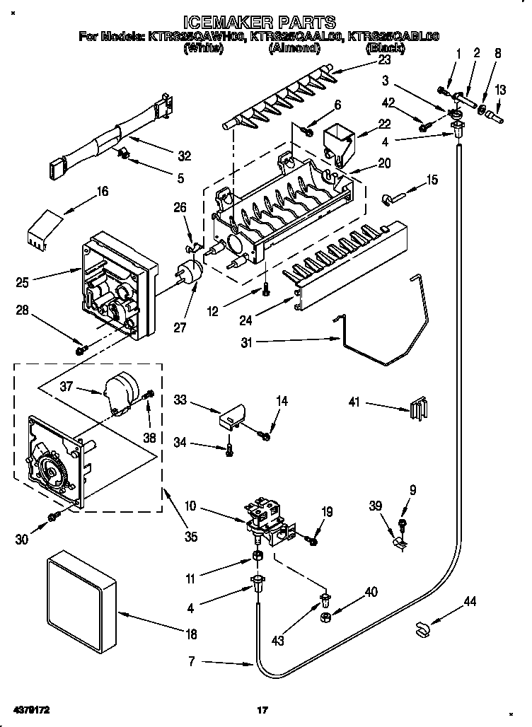 KitchenAid KTRS25QAWH00 icemaker diagram