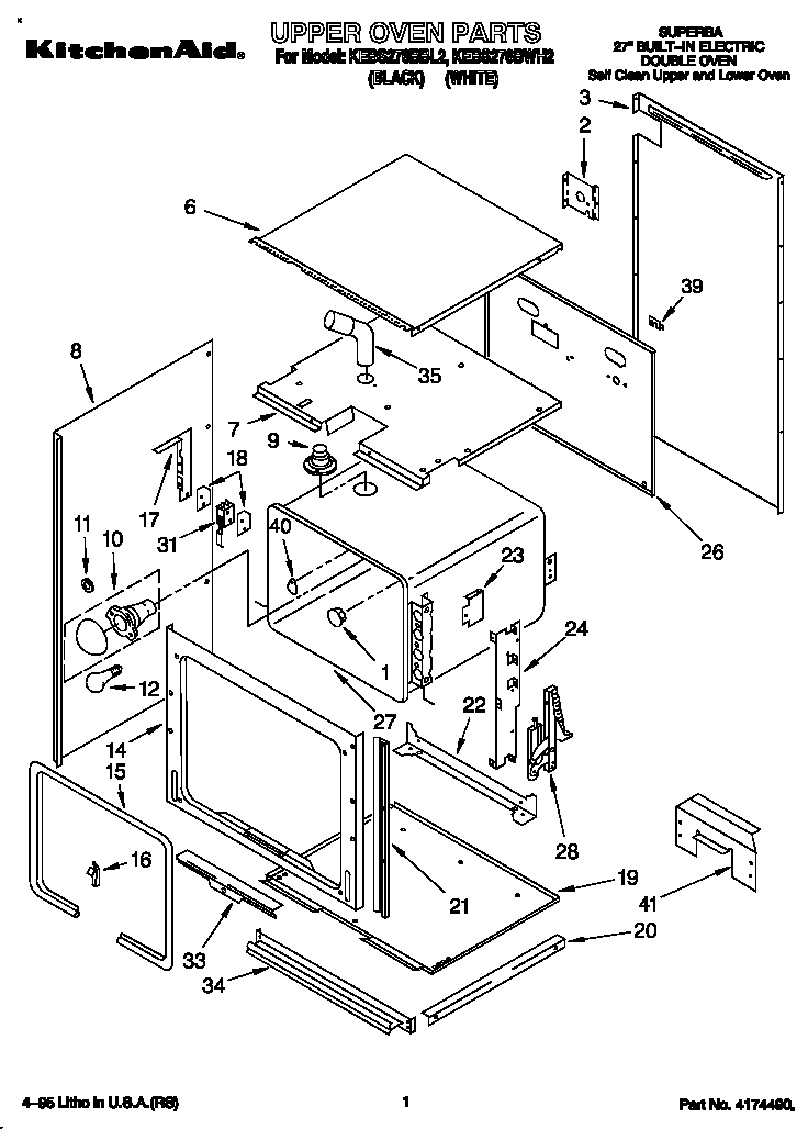 KitchenAid KEBS276BBL2 upper oven diagram