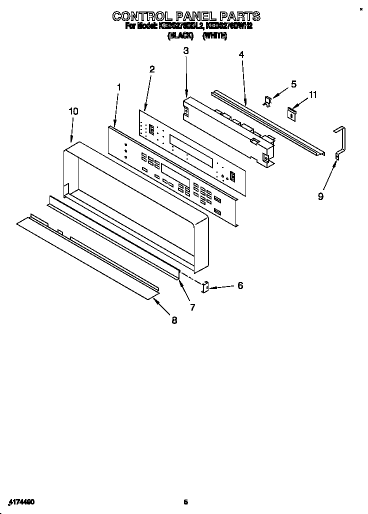 KitchenAid KEBS276BBL2 control panel diagram