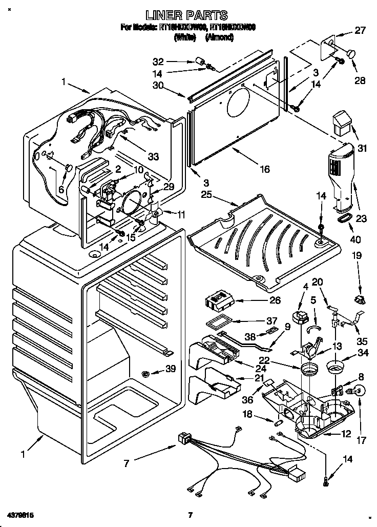 Roper RT18HDXDN00 liner diagram