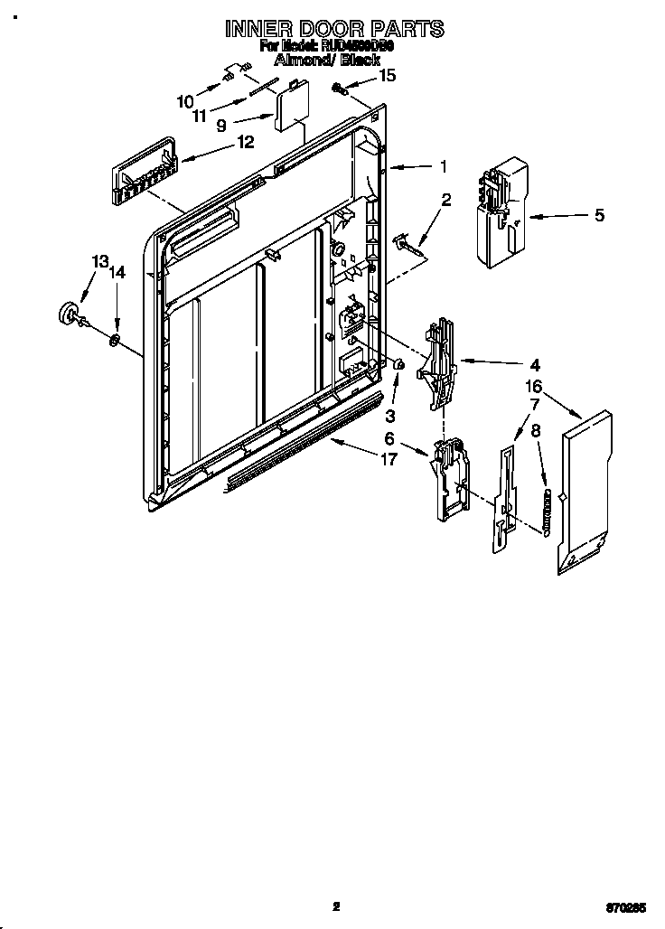 Roper RUD4500DB0 inner door diagram