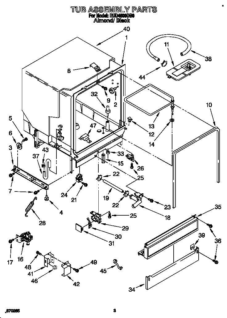 Roper RUD4500DB0 tub assembly diagram