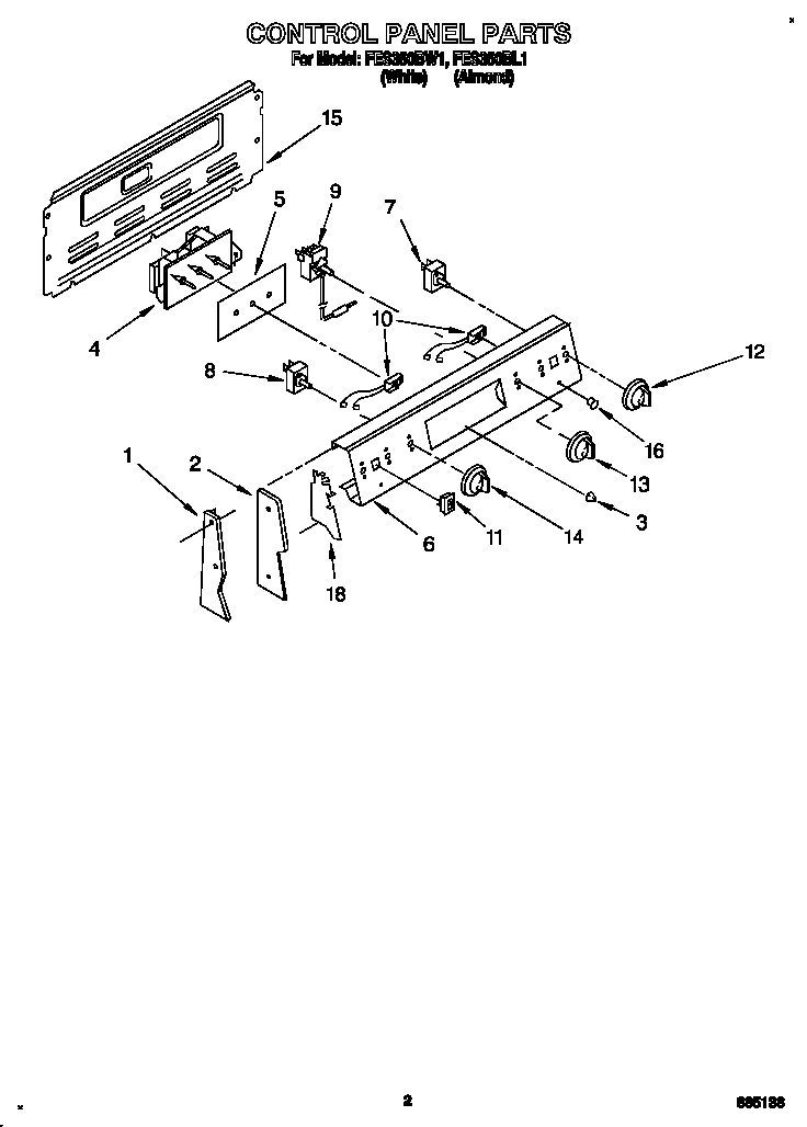 Estate FES350BL1 control panel diagram