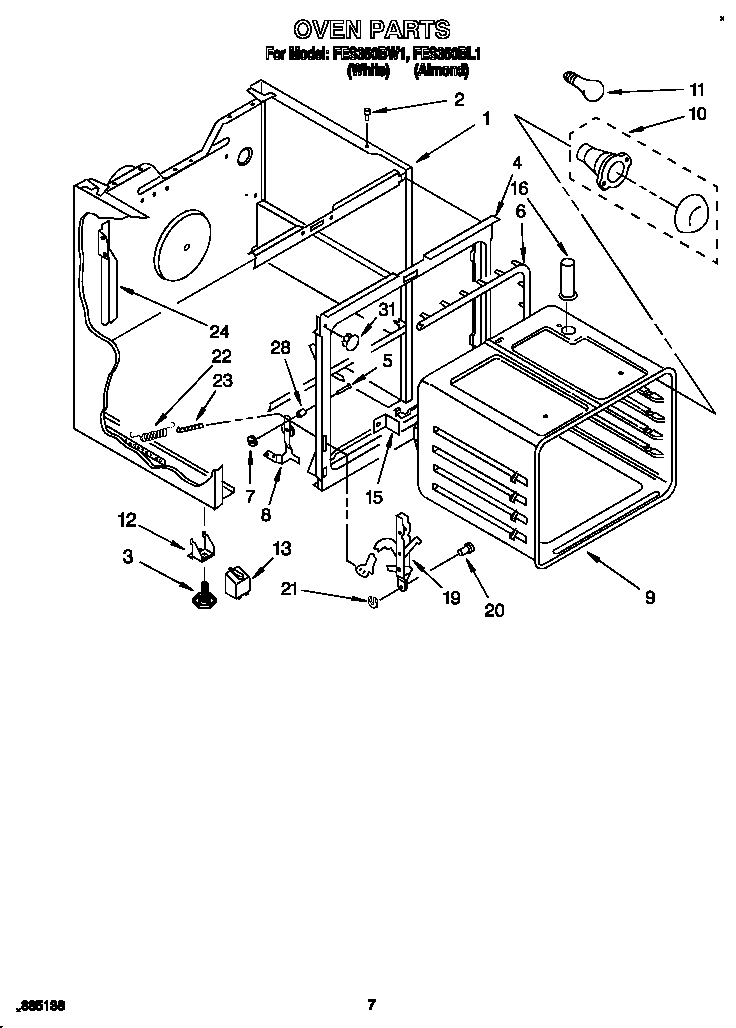 Estate FES350BL1 oven diagram