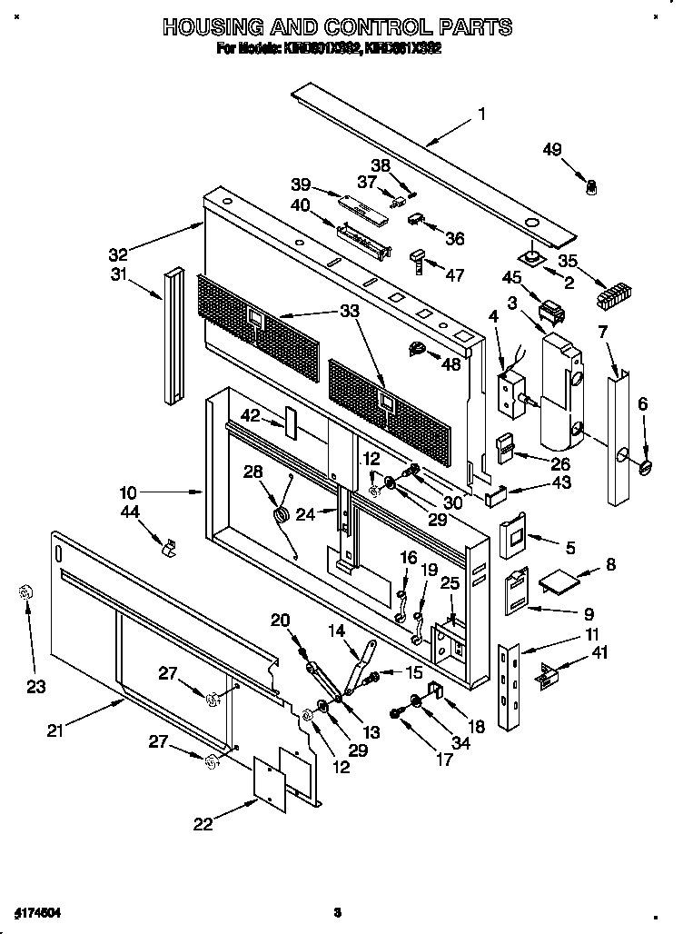 KitchenAid KIRD861XSS2 housing and control diagram