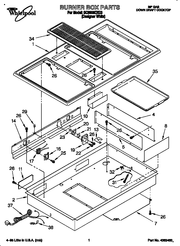 Whirlpool SC8900EXQ3 burner box diagram
