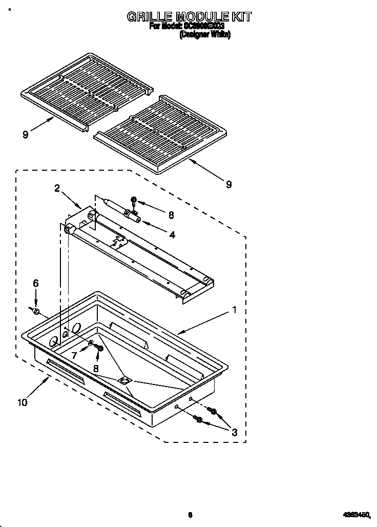 Whirlpool SC8900EXQ3 grille module kit diagram