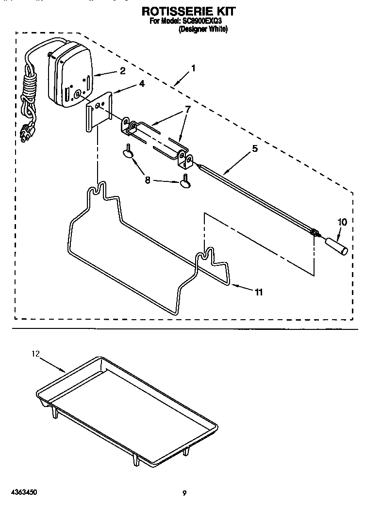 Whirlpool SC8900EXQ3 rotisserie kit diagram