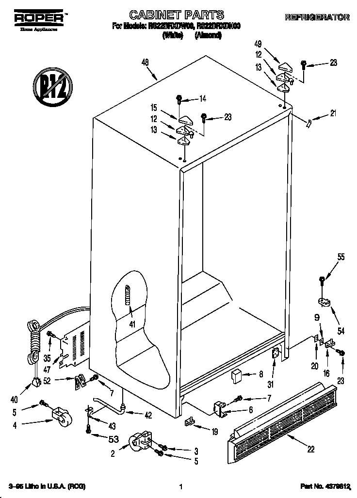 Roper RS22BRXDW00 cabinet diagram