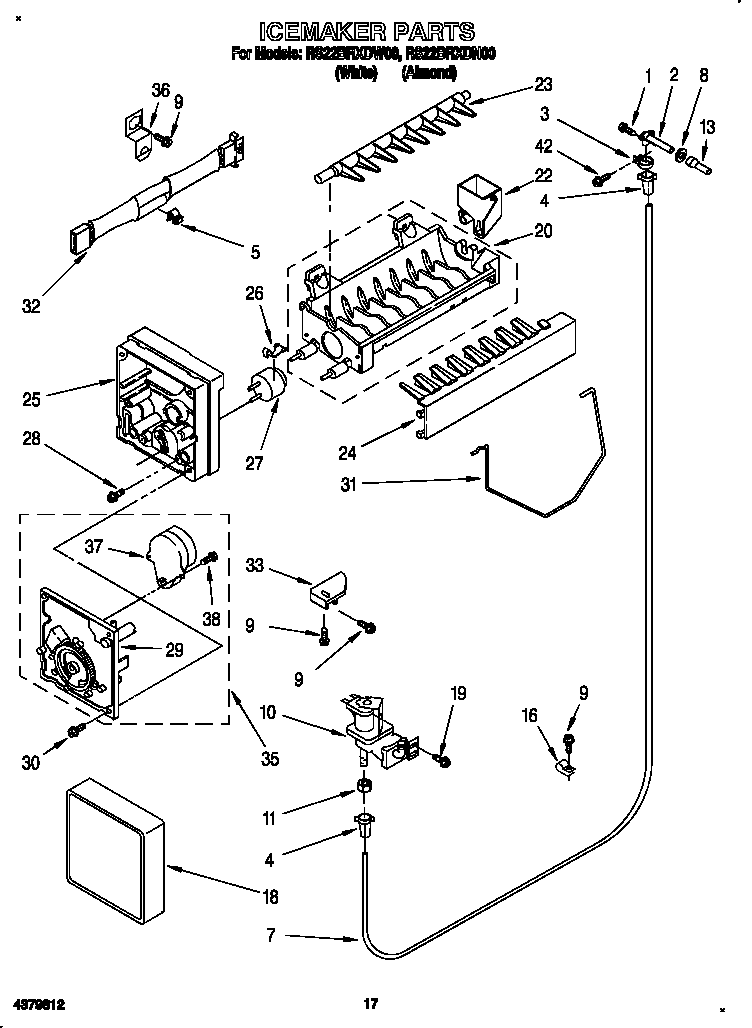 Roper RS22BRXDW00 icemaker diagram