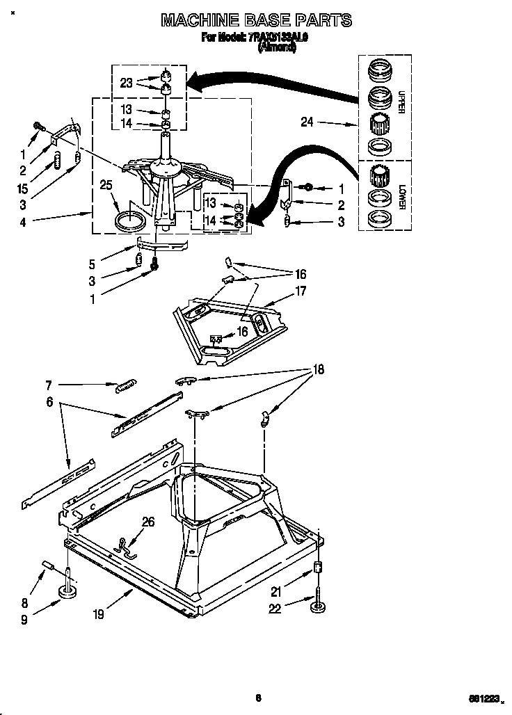 Roper 7RAX5133AL0 machine base diagram