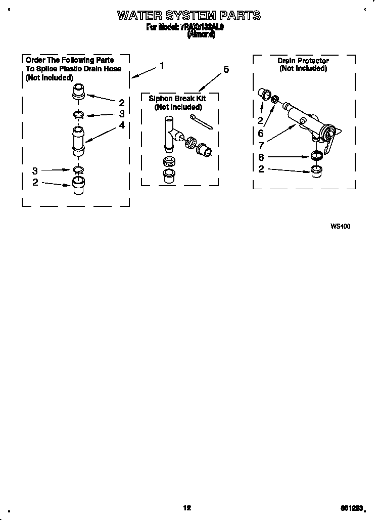 Roper 7RAX5133AL0 water system diagram