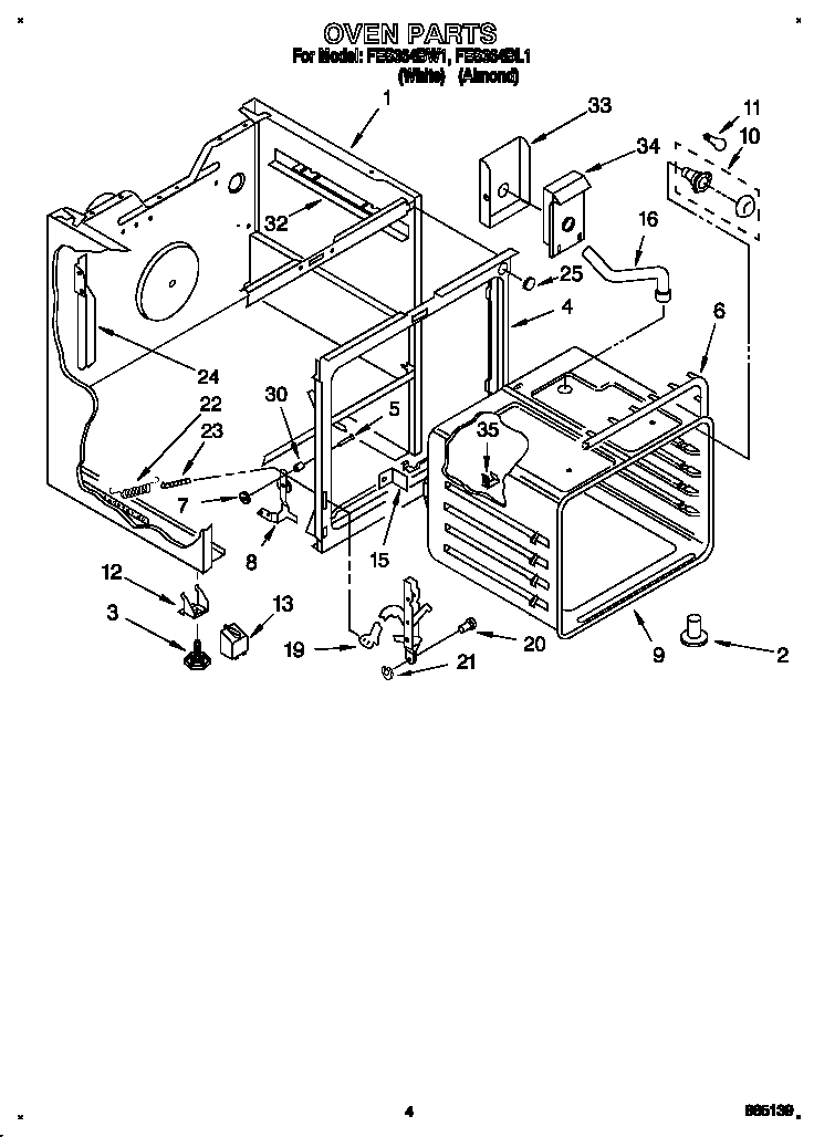 Roper FES364BW1 oven diagram