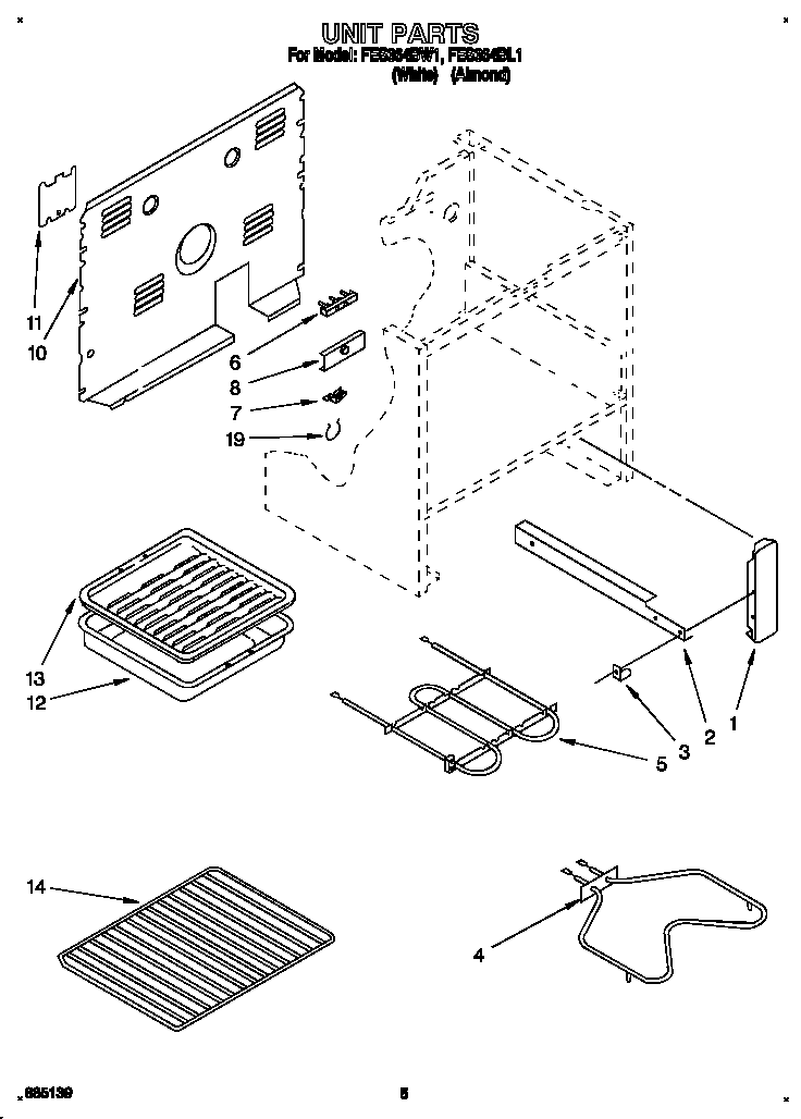 Roper FES364BW1 unit diagram