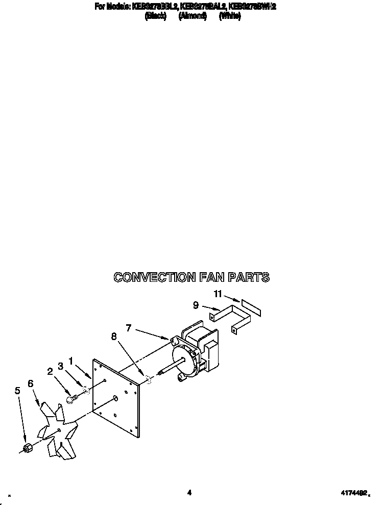 KitchenAid KEBS278BBL2 convection fan diagram