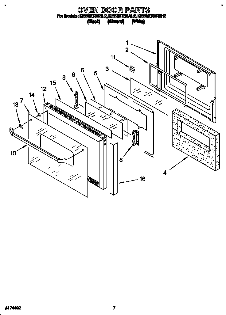 KitchenAid KEBS278BBL2 oven door diagram