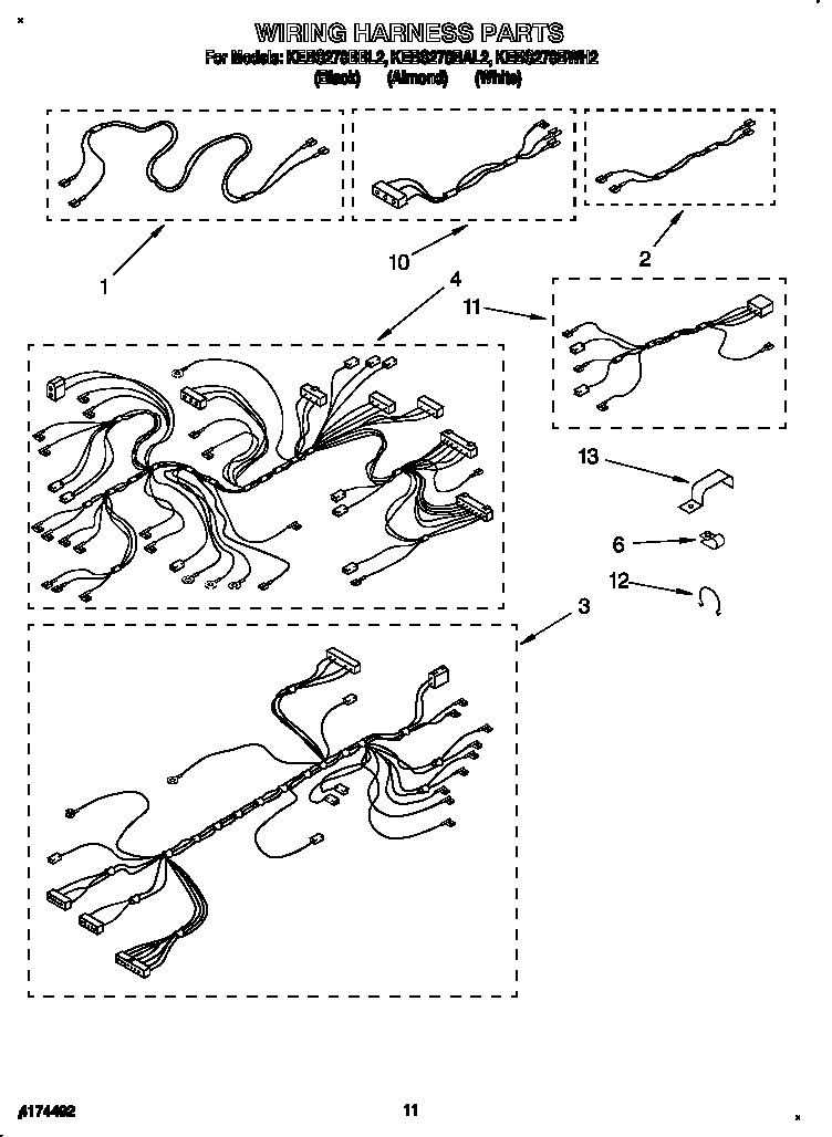 KitchenAid KEBS278BBL2 wiring harness diagram