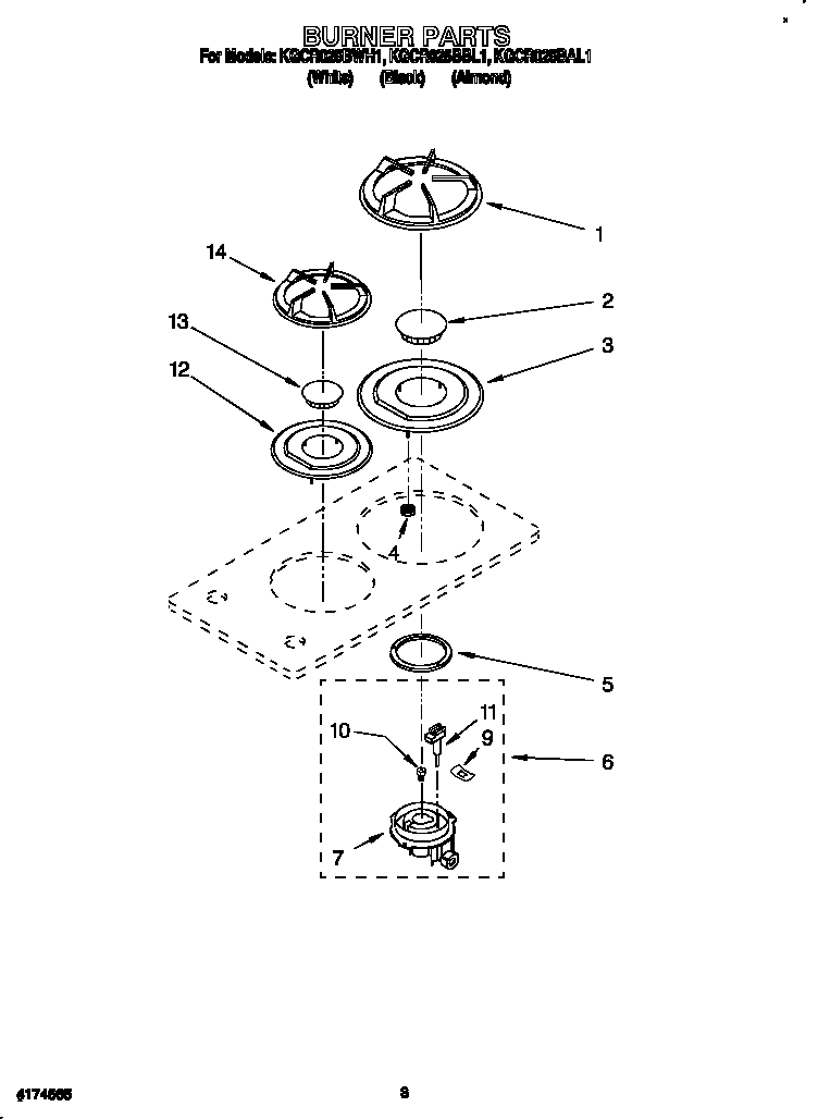 KitchenAid KGCR025BAL1 burner diagram