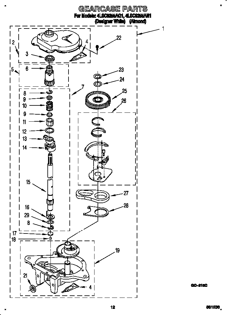 Whirlpool 4LSC9255AN1 gearcase diagram