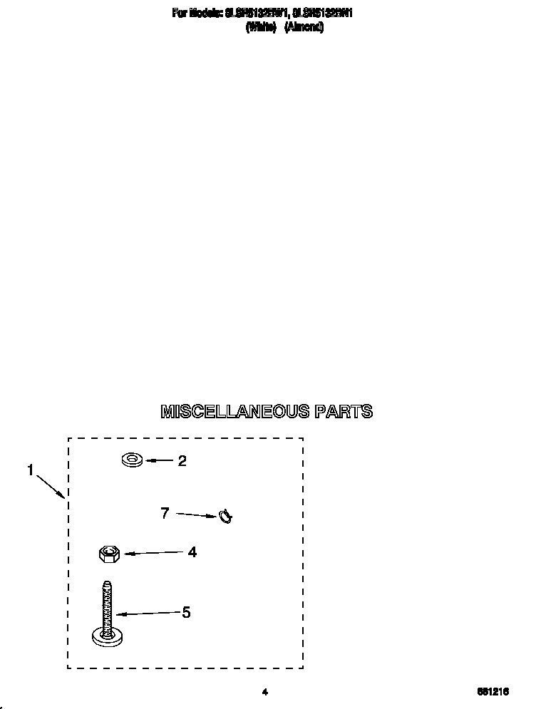 Whirlpool 8LSR5132BW1 miscellaneous diagram